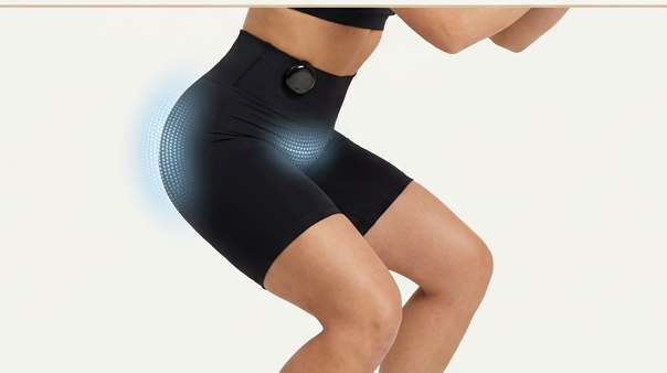 Kniebeugenhaltung mit angelegtem Body Shaper